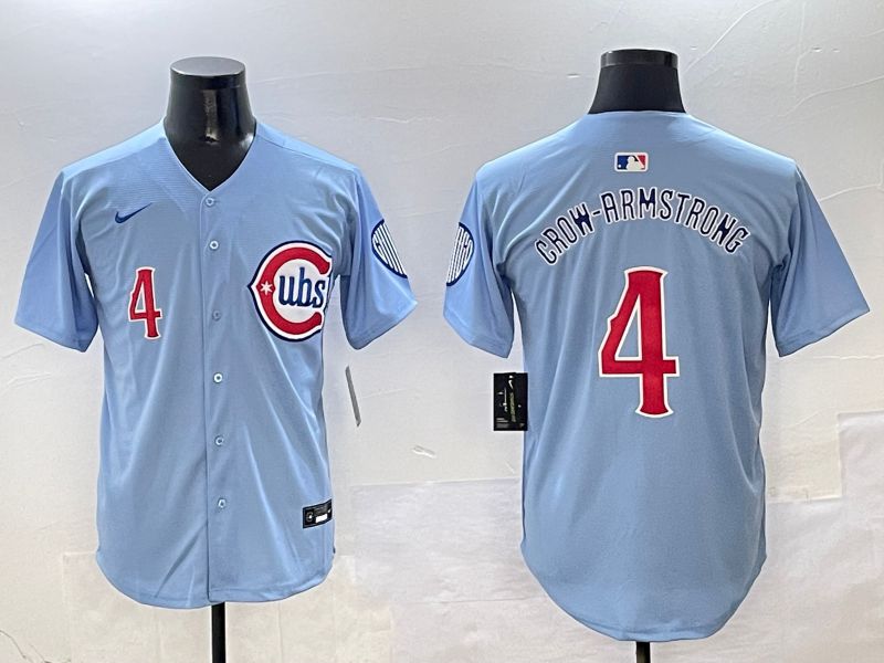 Men Chicago Cubs #4 Crow-Armstrong Light Blue Throwback 2025 Nike MLB Jersey style 3->arizona diamondback->MLB Jersey